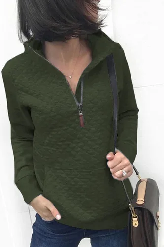 Vista 2 de Barlver Sudaderas de manga larga con cremallera de un cuarto para mujer, lisas, informales, para mujer