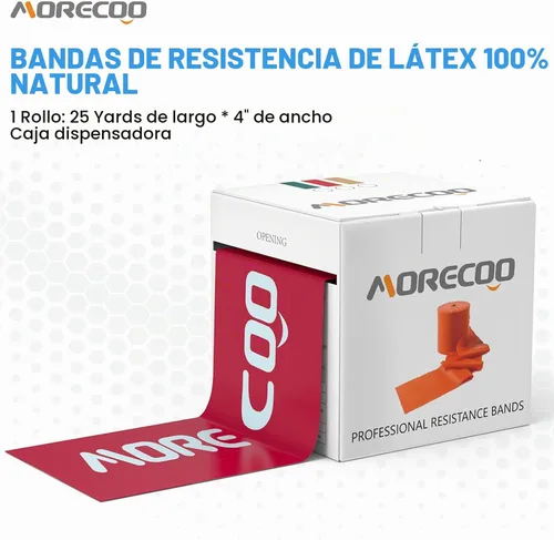 Vista 7 de MORECOO Bandas de resistencia de rollo de 25 yardas, nivel 1, 2, 3, banda profesional de terapia física de látex, bandas de ejercicio