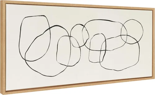 Vista 9 de Kate and Laurel Lienzo enmarcado de círculos bailarines de Sylvie por Teju Reval of SnazzyHues, 18 x 40 pulgadas, negro, decoración abstracta