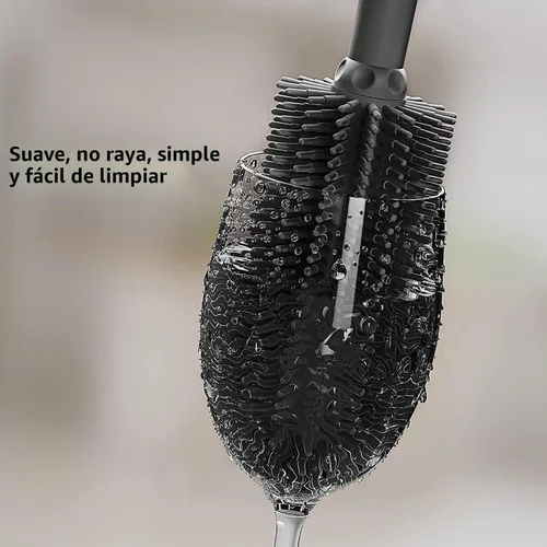 Vista 4 de Cepillo de limpieza de botellas de silicona largo Paquete de 2 Cepillo limpiador de botellas de agua de 16 + 13 pulgadas para Hydro Flask Negro