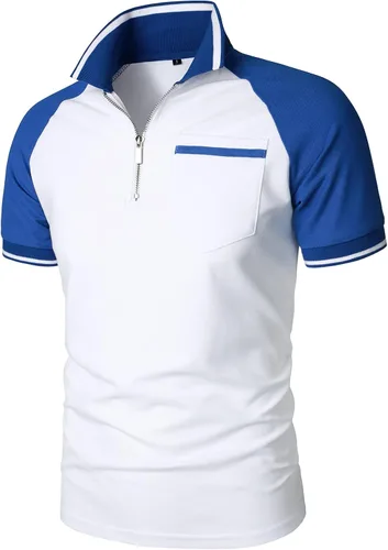Vista 2 de HOOD CREW Polo de manga corta con cremallera para hombre