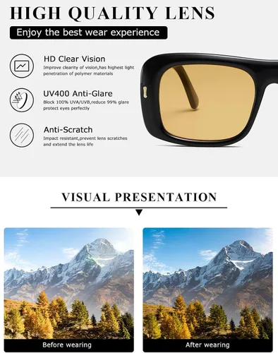 Vista 7 de kimorn Gafas de sol para mujeres y hombres, modernas, retro, modernas, estilo de los años 90, vintage, Y2K, marco cuadrado de gran tamaño, K1337