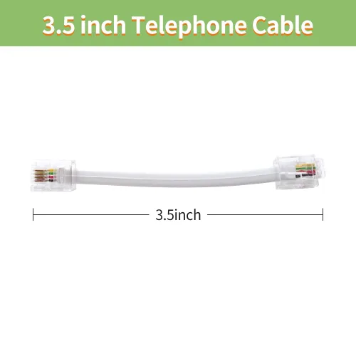 Vista 6 de Cable de teléfono divisor de 2 vías RJ11 6P4C adaptador de cable de línea telefónica con cable de 3 pulgadas para cable de teléfono fijo, negro
