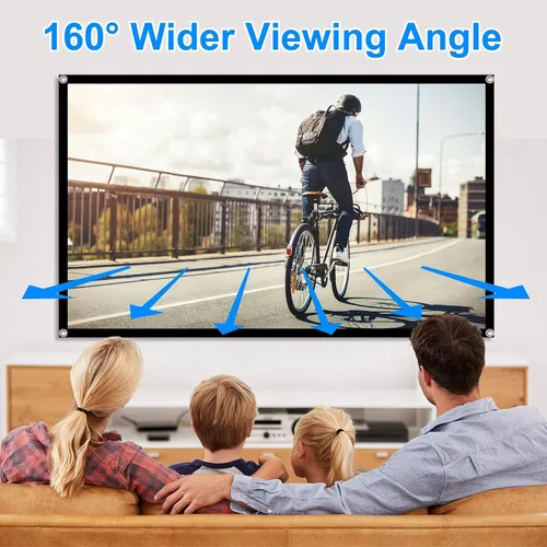 Vista 4 de Pantalla de proyección de 60 pulgadas, pantalla de película de proyección portátil OKEDUO 4K 16:9 HD, antiarrugas para interior y exterior