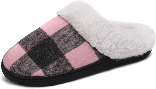 Vista 7 de HOLY WISH Fuzzy Women Memory Foam Slip-on Moccasin Washable House Slippers for Indoor and Outdoor Men's Shoes