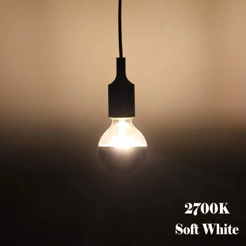 Vista 3 de Lxcom Lighting Bombilla media cromada G45 de 6 W, bombilla de espejo dorada, regulable, vintage, equivalente a 60 W, blanco cálido, 2700 K, base