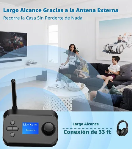 Vista 7 de KAIY - Transmisor Bluetooth para TV a auriculares duales, adaptador AUX Bluetooth Adapter with LCD Display Adjustable Volume, Bluetooth Receiver