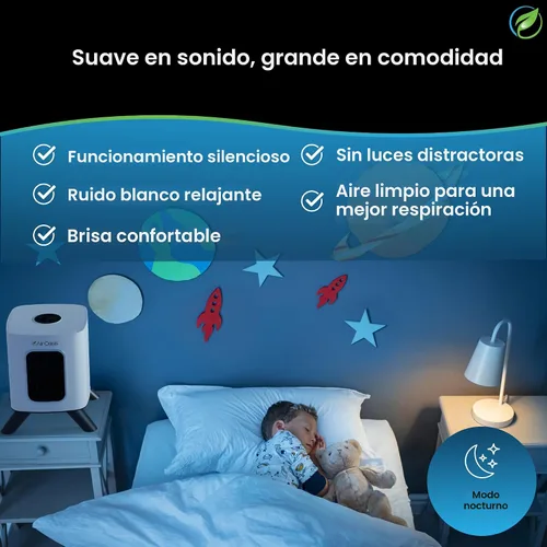 Vista 3 de Purificador de aire Air Oasis iAdaptAir 2.0 con filtro HEPA H13 reduce el 99% de virus, moho, polvo, humo, polen y olores, el más silencioso