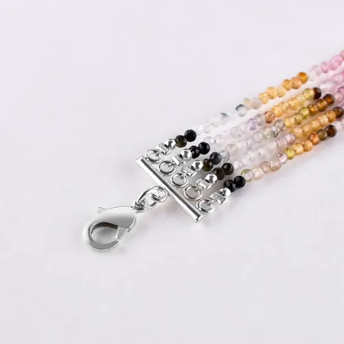 Vista 14 de Pulsera de piedras preciosas naturales, cuentas microfacetadas de 5 hebras, piedra energética, cristales curativos, chapado en plata, ajustable