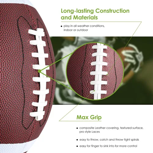 Vista 4 de jiaonun Youth Size 6/Official Size 9 Footballs Bulk, Inflatable with Pump for Youth, Junior, Adult, College, High School, Regulation Size Football