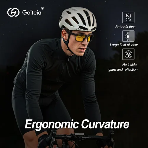 Vista 4 de Goiteia Lentes de conducción nocturna para hombres y mujeres, lentes amarillos para días lluviosos, antirreflejos desde los faros delanteros