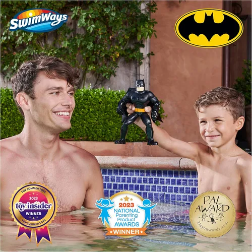 Vista 2 de SwimWays DC Batman - Figuras flotantes, accesorios de piscina y juguetes de piscina para niños, suministros de fiesta de Batman y juguetes acuáticos