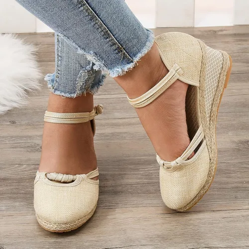 Vista 5 de AMDBEL Sandalias de verano para mujer 2023, sandalias de cuña para mujer, alpargatas con puntera abierta, tacones altos, sandalias de playa