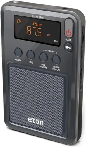 Vista 3 de Eton - Mini radio compacta Elite AM/FM/de onda corta, antena AM interna y antena telescópica FM/SW, reloj y alarma, temporizador de sueño, funda