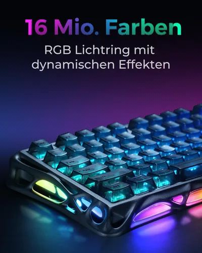 Vista 7 de GravaStar Teclado Mercury V75 HE, 75% de interruptor magnético de efecto hall para juegos, sondeo de 8000 Hz, 0.005RT, USB-C con cable