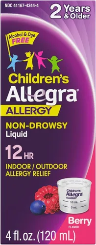 Vista 9 de Allegra Líquido para aliviar la alergia de 12 horas para niños, sin somnolencia, medicamento antialérgico para interiores y exteriores, 30 mg