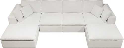 Vista 7 de 108.3x68.9 Inch Modular Sectional Sofa Seat, Upholstered Compressed Couch for Living Room Bedroom Apartment, No Assembly Required, 4PC Free