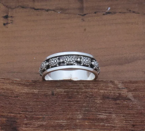 Vista 14 de Boho Spinner Ring, Mothers Day Gift, Silver 925 Women Ring, Sterling Silver 925 Ring, Fidget Spinner Ring,Women Silver Anxiety Ring