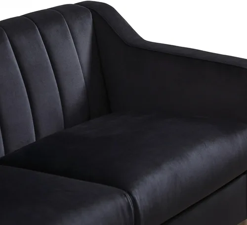Vista 7 de Sofá Chesterfield de terciopelo moderno, sofá grande de 3 asientos, muebles de sofá de 76 pulgadas, cómoda funda tapizada con marco de madera y Negro