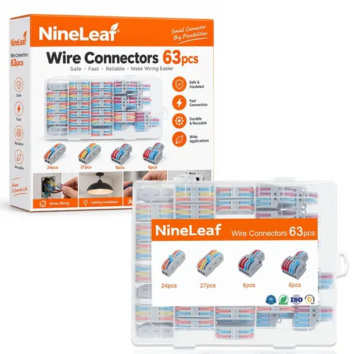 Vista 35 de Nineleaf Conectores de cable, conectores de cable eléctrico rápido de empuje, 32A 600 voltios, empalmes en línea de 2/3 circuitos, 28 a 12 awg, 2