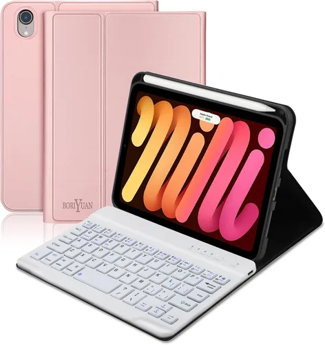 Vista 26 de Funda con teclado para iPad mini, teclado Bluetooth inalámbrico desmontable delgado con folio inteligente para Apple iPad mini 5 2019/iPad Mini 1 2