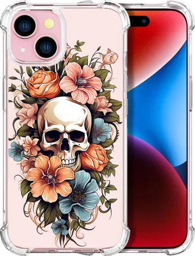Vista 7 de Compatible con iPhone 14, funda transparente y bonita para mujeres y niñas, diseño floral, diseño floral femenino, funda para teléfono 14