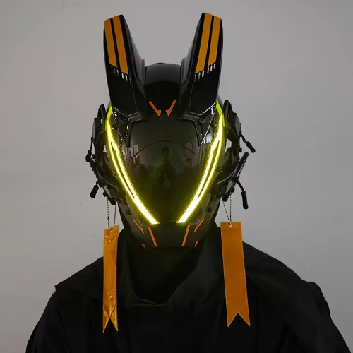Vista 4 de Máscara punk para hombres, máscara LED para mujer, tecnología punk futurista, cosplay, Halloween, fiesta, festival de música, accesorios