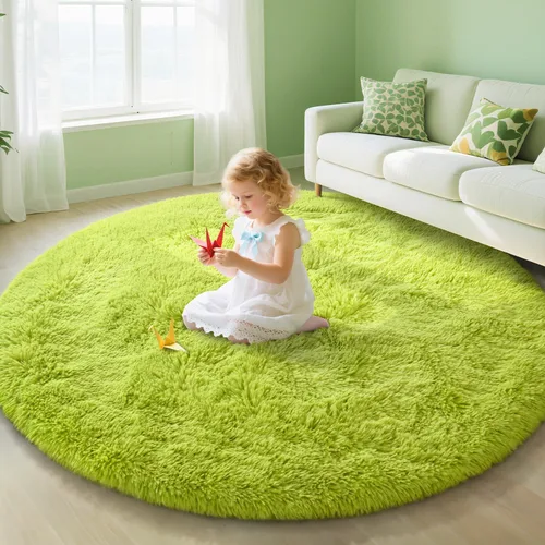 Vista 77 de EVOIONOS Alfombra Redonda Negra para Dormitorio, 4x4 Pies Alfombra de Área Circular Suave y Esponjosa para Sala de Estar, Alfombra Circular de Felpa