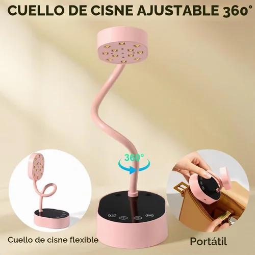 Vista 9 de AORAEM - Lámpara de uñas UV, cuello de cisne, mini luz UV para uñas de gel