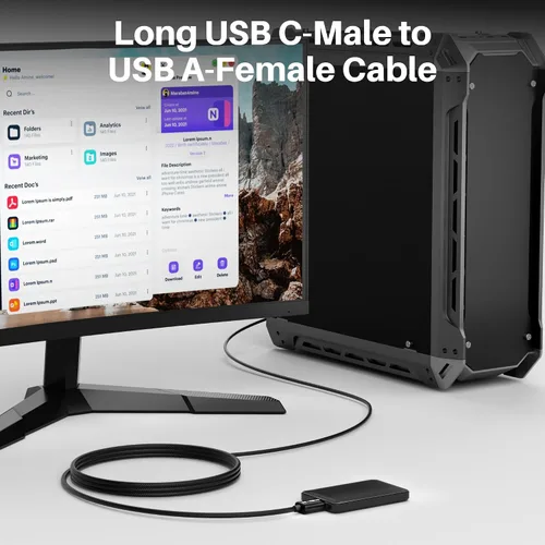 Vista 6 de Cable USB C a USB hembra de 2 pies, tipo C macho a USB A 3.1 hembra OTG, transferencia de datos de 5 Gbps, compatible con MacBook Pro/Air, iPhone 17