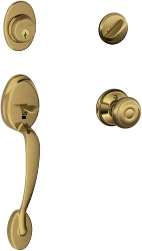 Vista 20 de SCHLAGE - Manija de cilindro único Plymouth y picaporte Flair para mano izquierda, bronce envejecido (F60 PLY 716 FLA LH)
