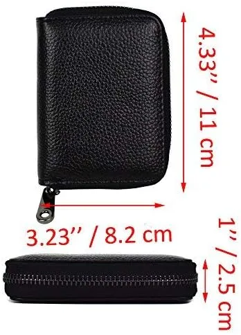 Vista 4 de Lacheln Portatarjetas para mujeres y hombres, carteras pequeñas RFID, estuche para tarjetas de crédito, organizadores de dinero, Negro, 20 ranuras