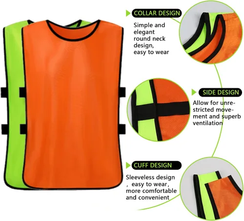 Vista 3 de brooman Scrimmage - Chaleco de entrenamiento para niños, jóvenes y adultos, camiseta de práctica de fútbol atlético (12 y 24 unidades)