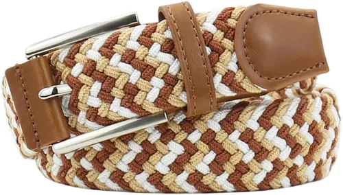 Vista 24 de Cinturones trenzados elásticos tejidos de colores mixtos para Beige