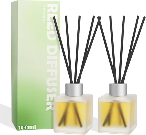 Vista 13 de Difusor de junco, aceite esencial de bambú y té blanco con varillas difusoras para decoración de habitación, 3.4 onzas líquidas (3.4 fl oz) de larga
