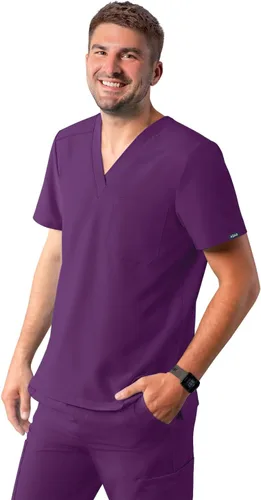 Vista 17 de Adar Addition Scrubs para hombre - Camiseta médica clásica con cuello en V Negro