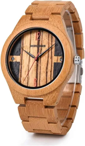 Vista 3 de Reloj de pulsera de madera para hombre, analógico, de cuarzo, hecho a mano, de madera, para unisex, estilo 2