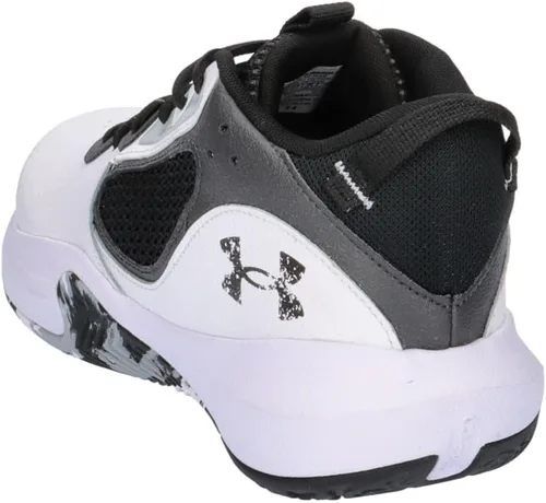 Vista 5 de Under Armour Men's Lockdown 6 Basketball Shoes (101) Blanco/Gris azabache/Negro