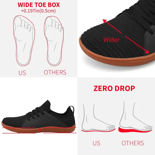 Vista 2 de relxfeet - Zapatos minimalistas para hombre, zapatos barefoot, zapatos de entrenamiento cruzado, zapatos de caminata de punta ancha, tenis