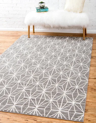 Vista 24 de Unique Loom Uptown Collection by Jill Zarin Collection - Alfombra geométrica moderna azul (1' 8 x 1' 8)