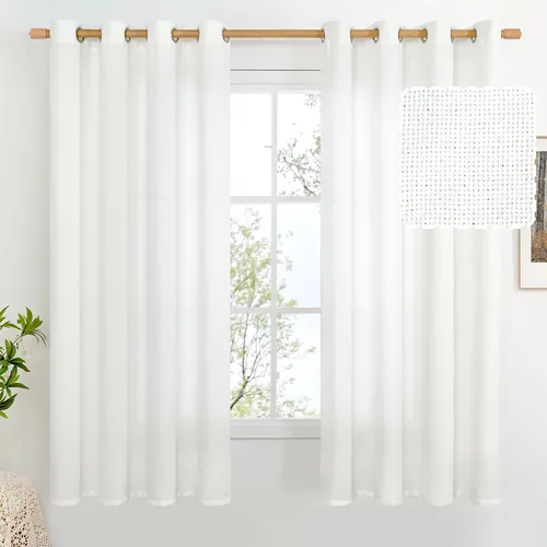 Vista 35 de BGment Cortinas de Lino Beige de 63 Pulgadas de Largo 2 Paneles - Tratamientos para Ventanas con Textura de Arpillera Filtrantes de Luz Cortinas
