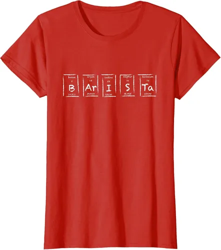 Vista 32 de Barista Espresso Latte Cappuccino Coffee Periodic Table T-Shirt Asphalt Grey