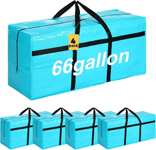 Vista 49 de 4 Piezas Bolsas de Mudanza Grandes con Cremallera y Asas Bolsas de Lona Tipo Duffle Plegables de Almacenamiento Extra Resistentes Extra Grandes