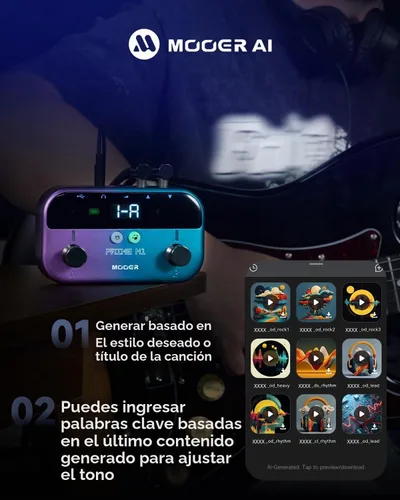 Vista 2 de MOOER Amplificador de auriculares con procesador multiefectos M1, pedales de guitarra bajo con 128 modelos de efectos de guitarra, 21 modelos
