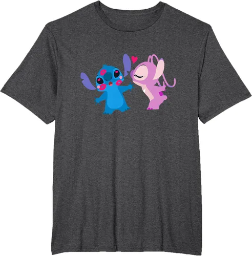 Vista 19 de Disney Stitch and Angel - Camiseta para el día de San Valentín Negro