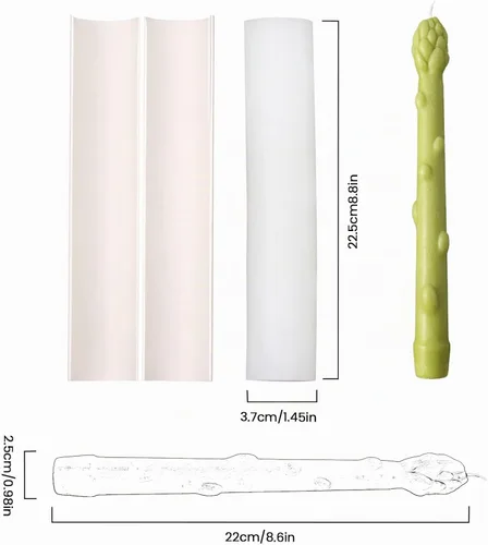 Vista 2 de BOOWAN NICOLE Molde de vela de espárragos, molde de silicona para hacer velas decoración del hogar LZ0578