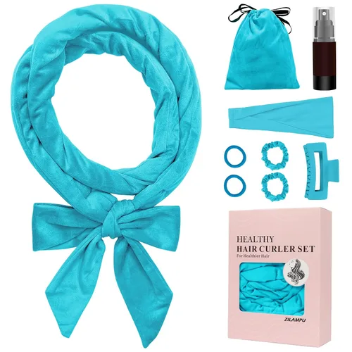 Vista 14 de ZILAMPU Diadema de Varilla Rizadora Sin Calor, Envoltorio de Rodillo de Rizos de Cabello de Terciopelo Nocturno para Mujeres con Cabello Largo Negro