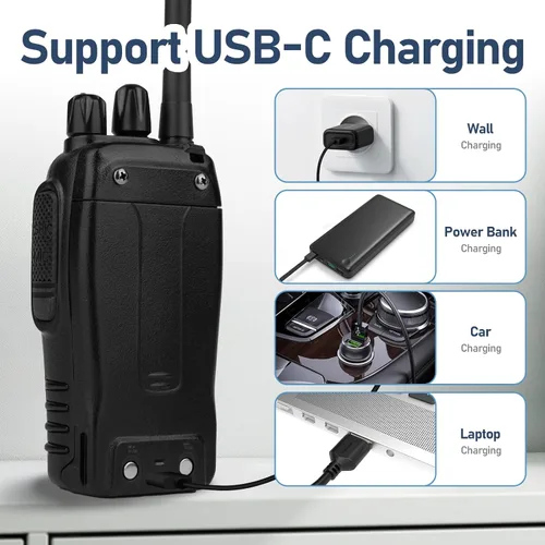 Vista 5 de BAOFENG Walkie Talkies para adultos 888S - Radios bidireccionales recargables de largo alcance con auriculares, radio FRS portátil de mano
