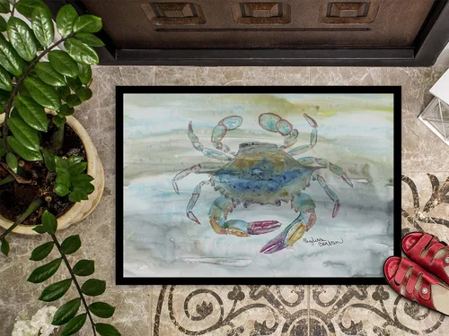 Vista 3 de Caroline's Treasures SC2005MAT - Tapete de acuarela de cangrejo azul femenino de 18 x 27 pulgadas, tapete para puerta delantera, para interiores