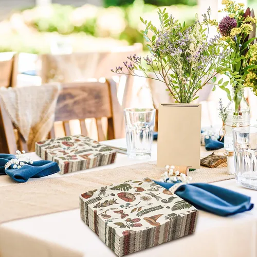 Vista 7 de AnyDesign 80 servilletas de papel de hongos vintage desechables con plantas de hongos, servilletas de almuerzo, estilo retro, postre, cena
